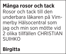 Många rosor och tack