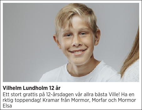 Vilhelm Lundholm 12 år