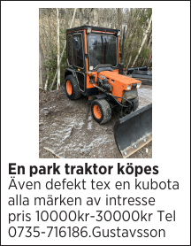 En park traktor köpes 