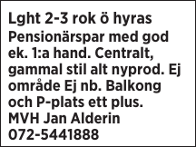 Lght 2-3 rok ö hyras