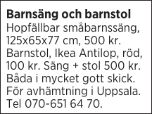 Barnsäng och barnstol