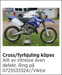 Cross/fyrhjuling köpes