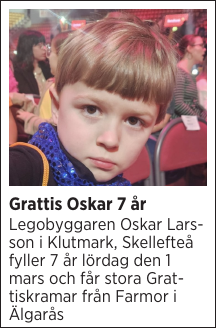 Grattis Oskar 7 år